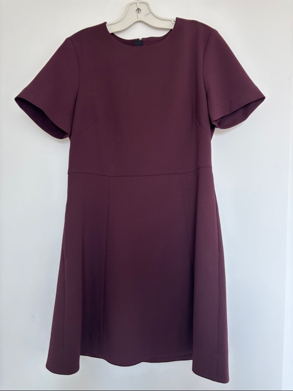 Classic Short Sleeve A-Line Dress in Plum